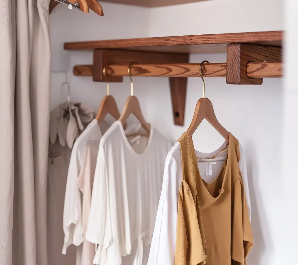 Handcrafted Closet Shelf – Brown Oak, Solid Wood Floating Storage