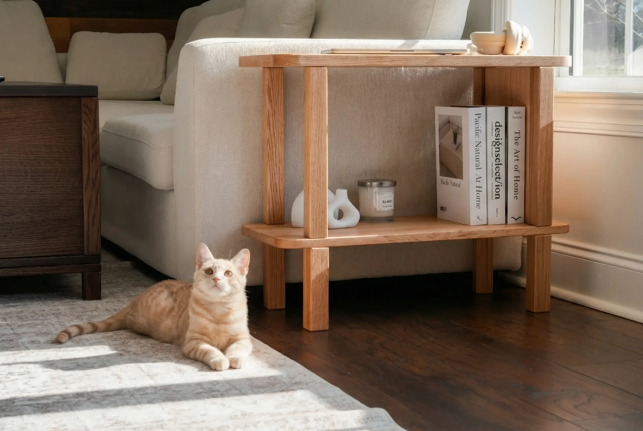 SideDesk — Solid Wood Side Table with Shelf