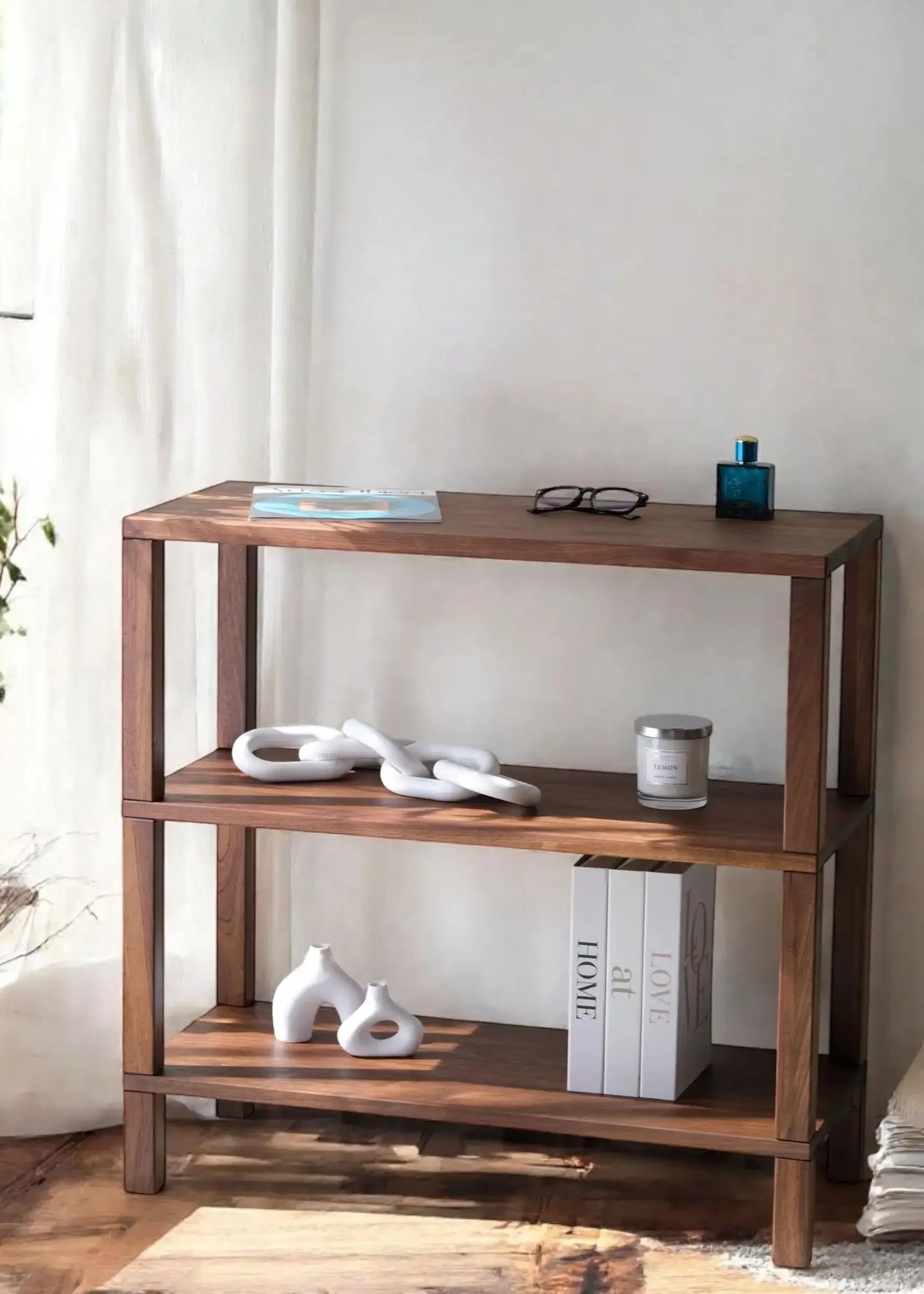 Solid Wood Bookcase & Nightstand – Minimalist Furniture