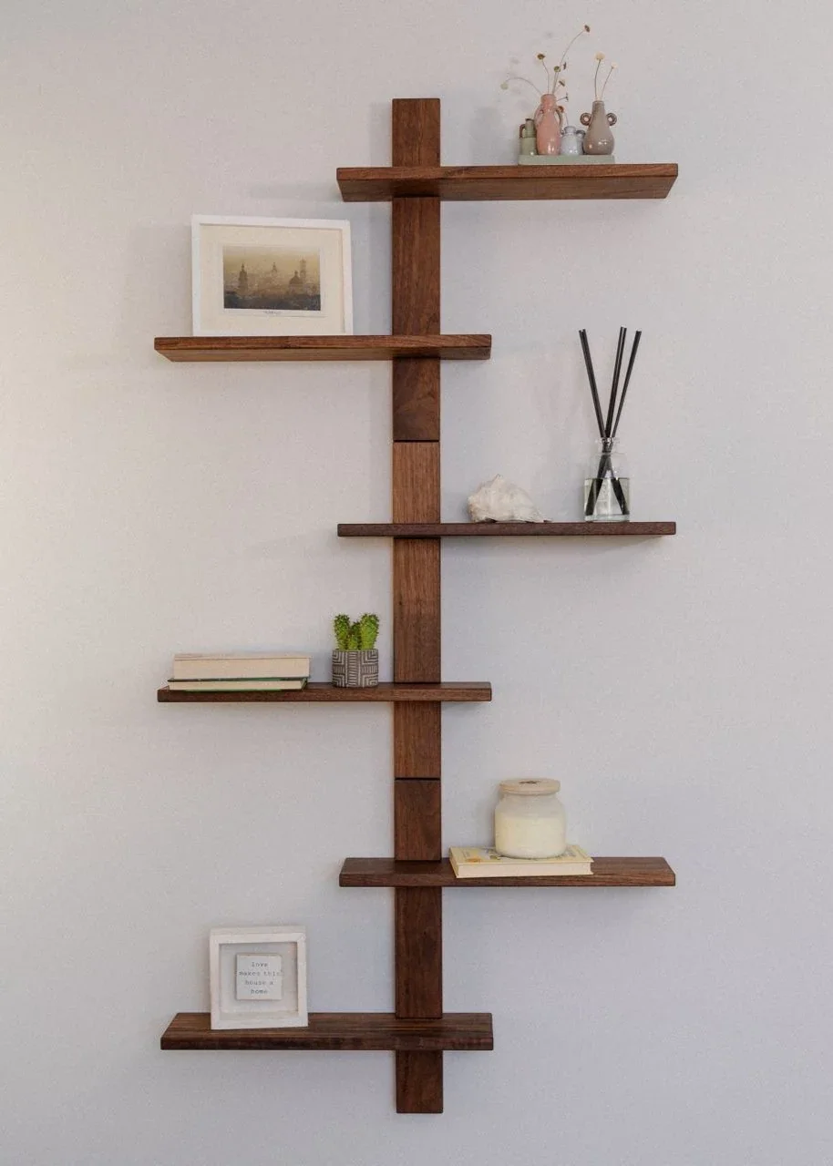 2-Tier Wooden Wall Shelf – Modern Floating Display Shelves